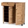 Baxton Studio Coolidge ModernOak Brown Finished Wood 3-Door Shoe Storage Cabinet with Drawer 196-11928-ZORO